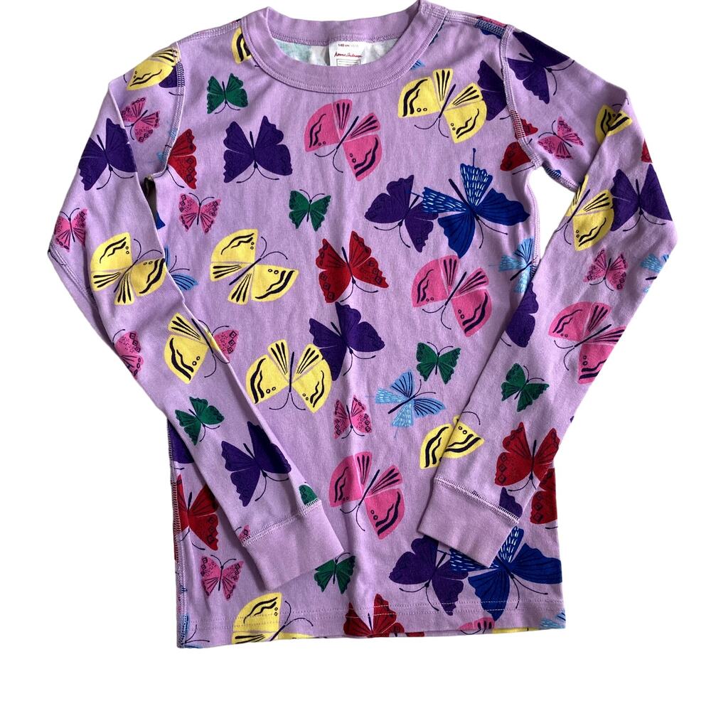 Hanna Andersson Long John Pajama Top - Multi Butterflies - 10 or 140cm